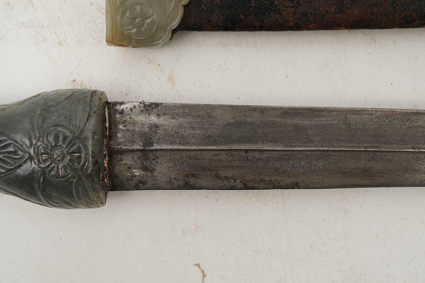 A Chinese or Indian Mughal style jade mounted dagger, 19th century